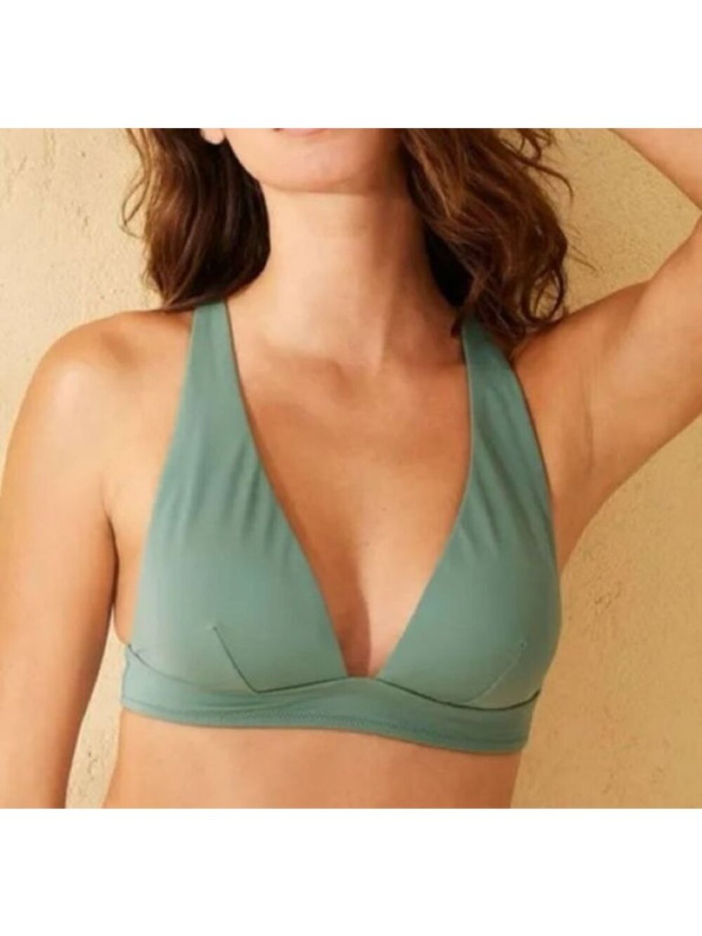 Shade & Shore Bikini Top Sz Small Sage Green Triangle Halter Swim Top Beach NWT